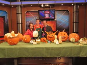 Carving pumpkins on Fox 8 News