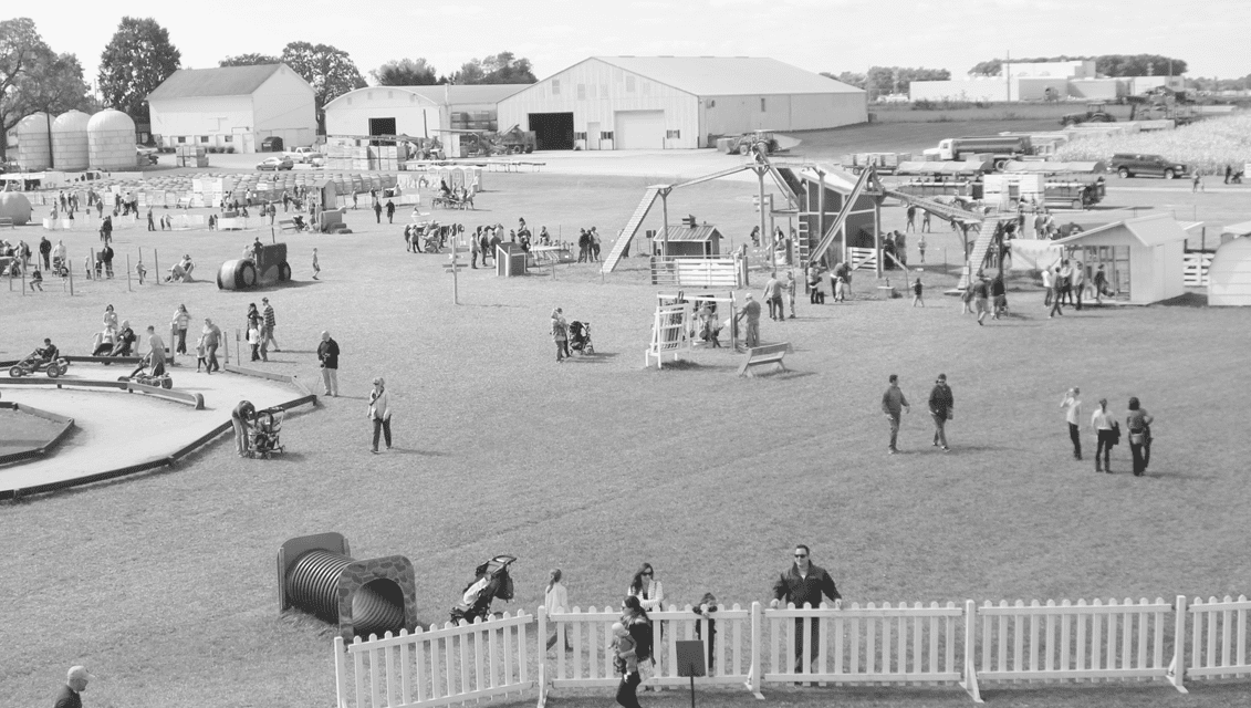 Black and white scenic view of Ramseyer Farms