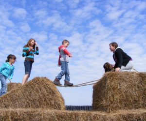 Kids enjoying the obstacle course
