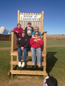 Group picture on giant chair